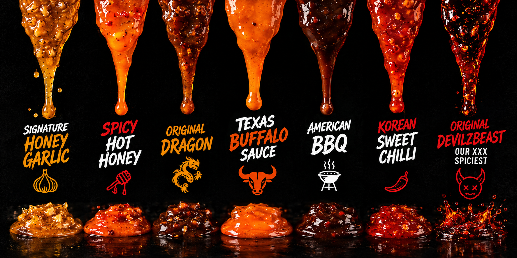 Seven Sauce Drips Flavor Banner